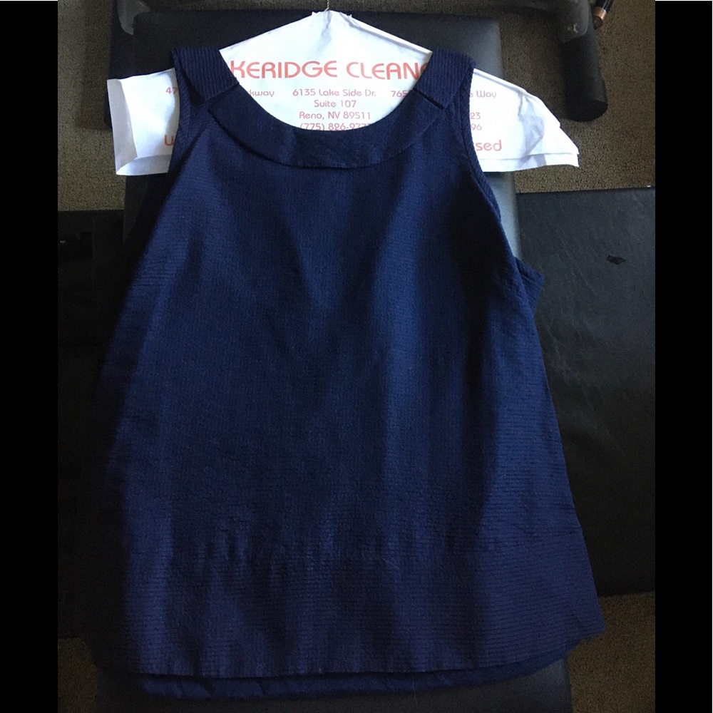 Beautiful JCrew silk and cotton  navy top!